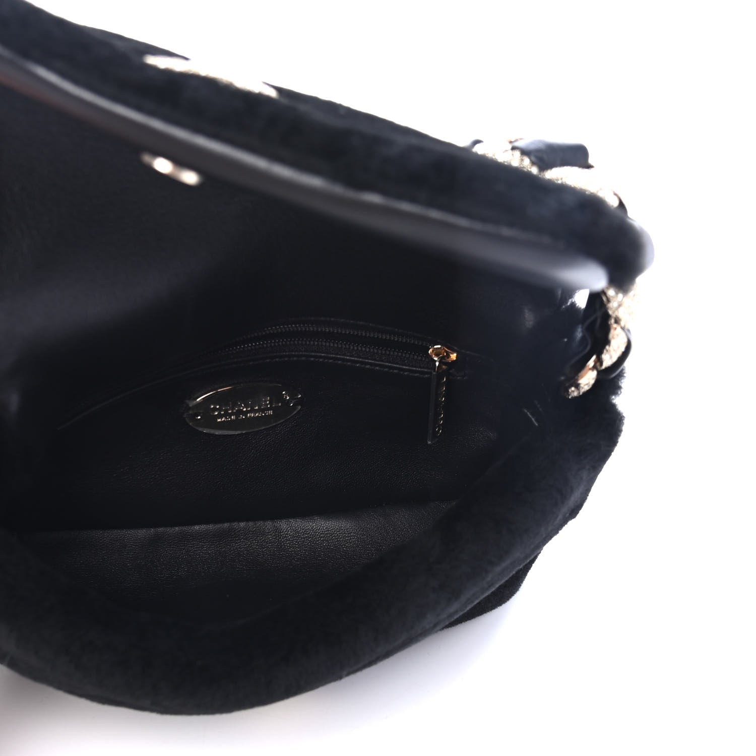 Chanel Shearling Lambskin Crystal Strass Flap Black 4 of 4