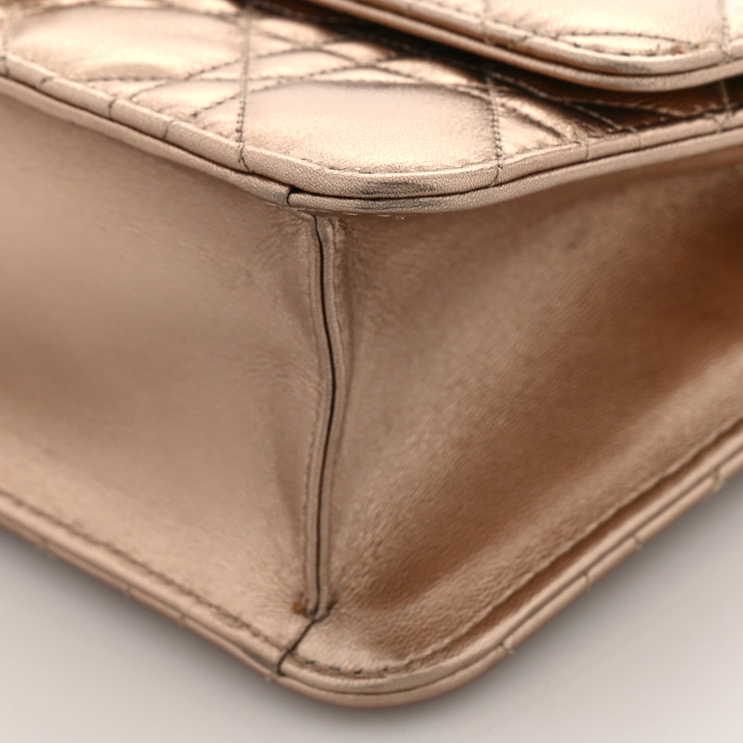 Metallic Lambskin Cannage Miss Dior Promenade Pouch Gold