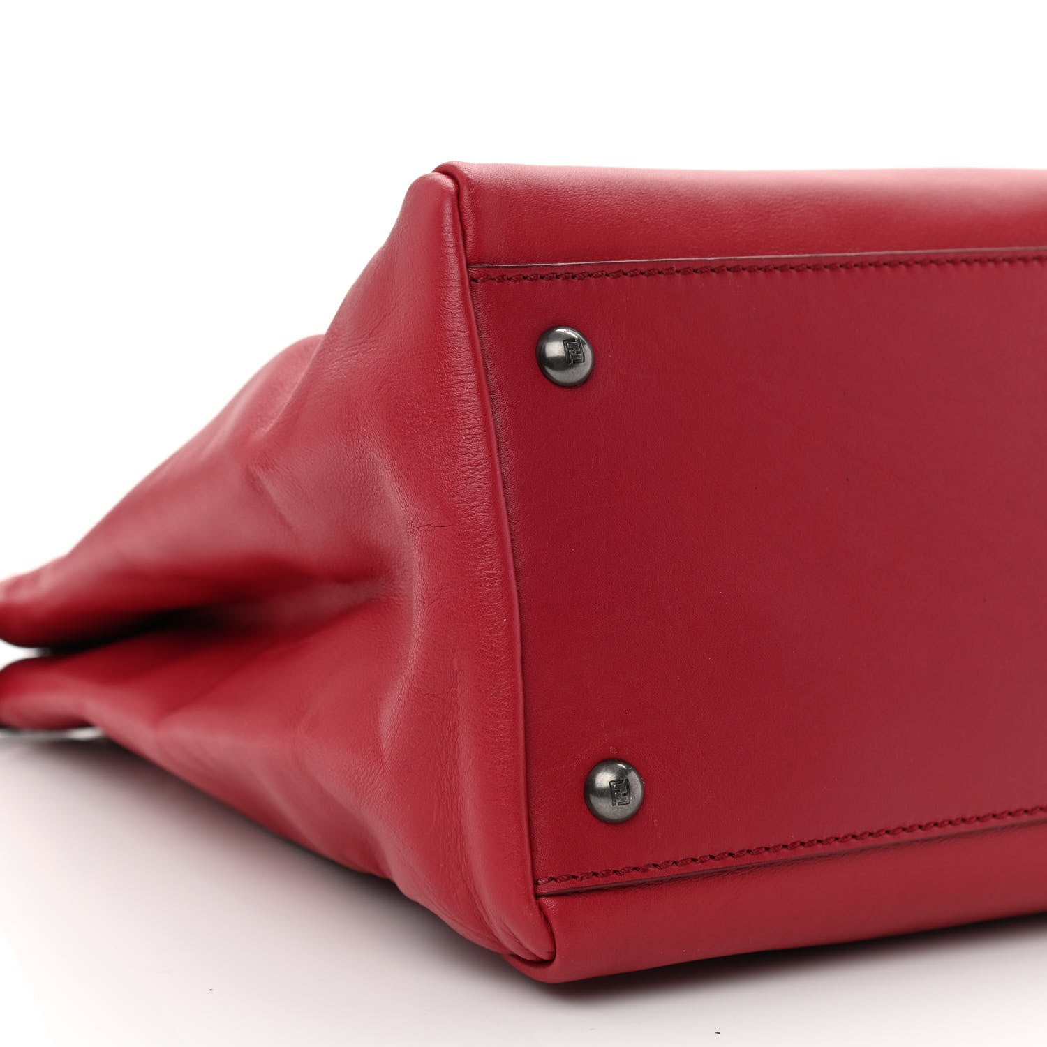 Fendi Vitello Suede Large Peekaboo Iconic Satchel Rubino Peonia 10 of 11