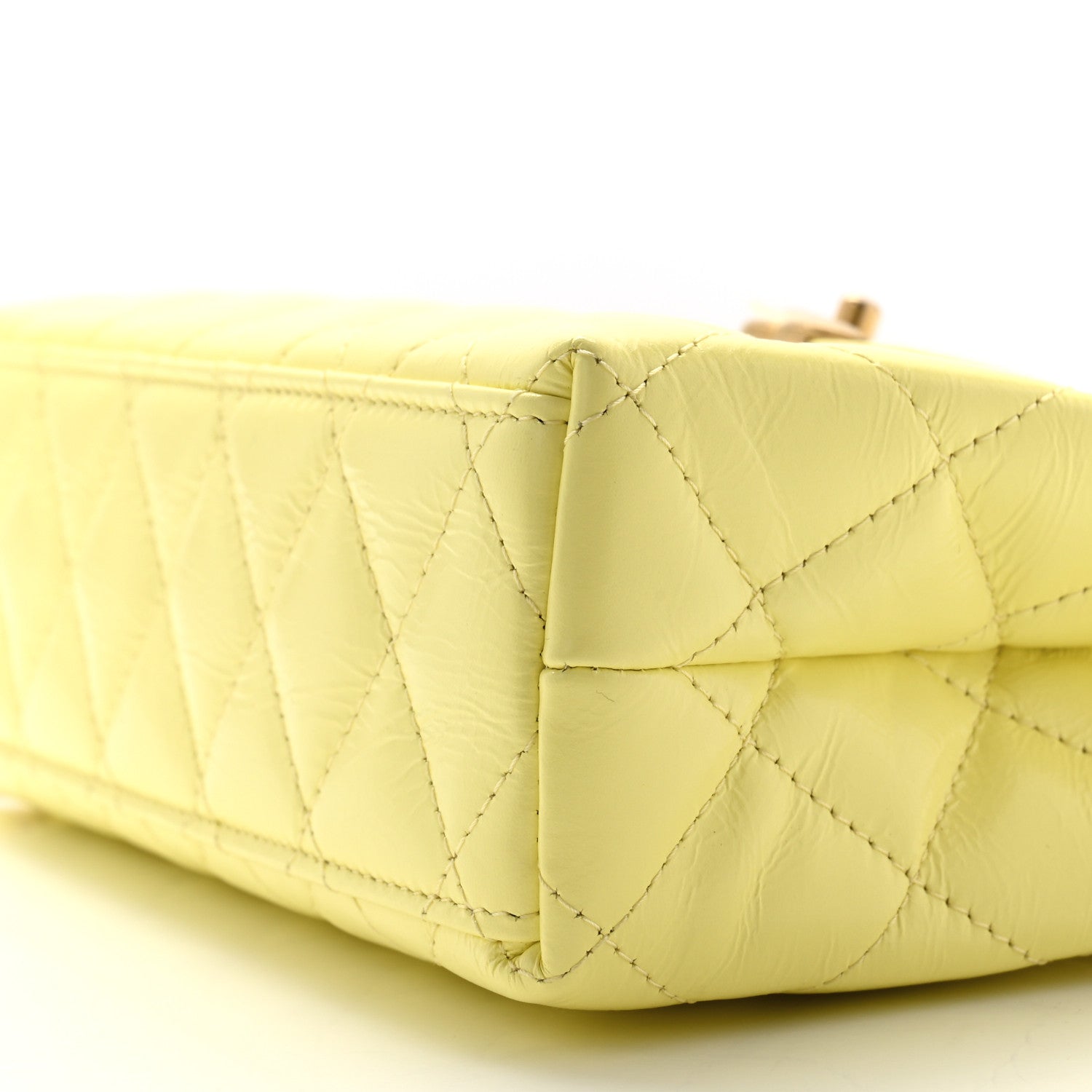 Chanel Shiny Aged Calfskin Quilted Nano Kelly Shopper Light Yellow 10 of 11