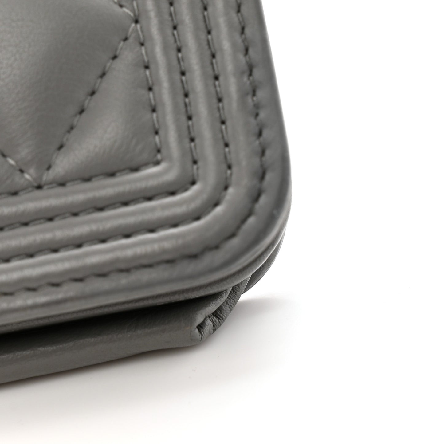 Lambskin Quilted Boy Wallet On Chain WOC Grey