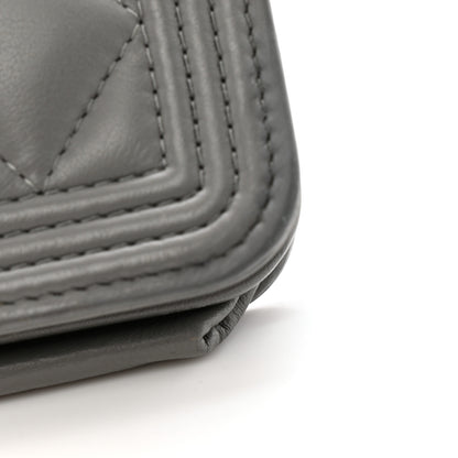 Chanel Lambskin Quilted Boy Wallet On Chain WOC Grey 12 of 18