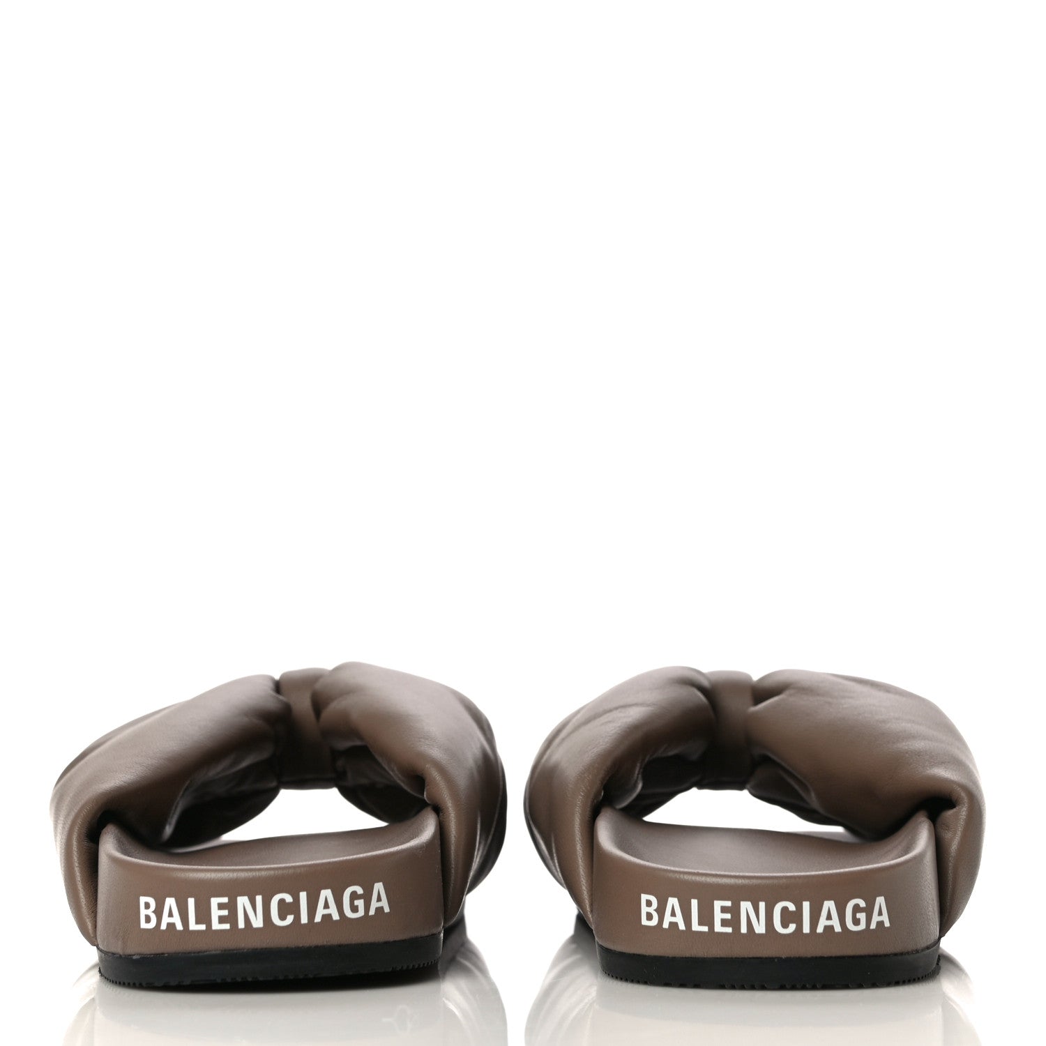 Balenciaga Smooth Nappa Logo Puffy Slide Sandals 37 Mink Grey White 5 of 10