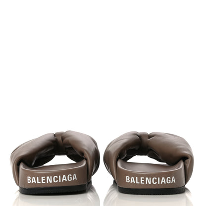 Balenciaga Smooth Nappa Logo Puffy Slide Sandals 37 Mink Grey White 5 of 10