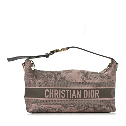 Christian Dior Technical Fabric Toile De Jouy DiorTravel Nomad Pouch Pink Grey 1 of 10
