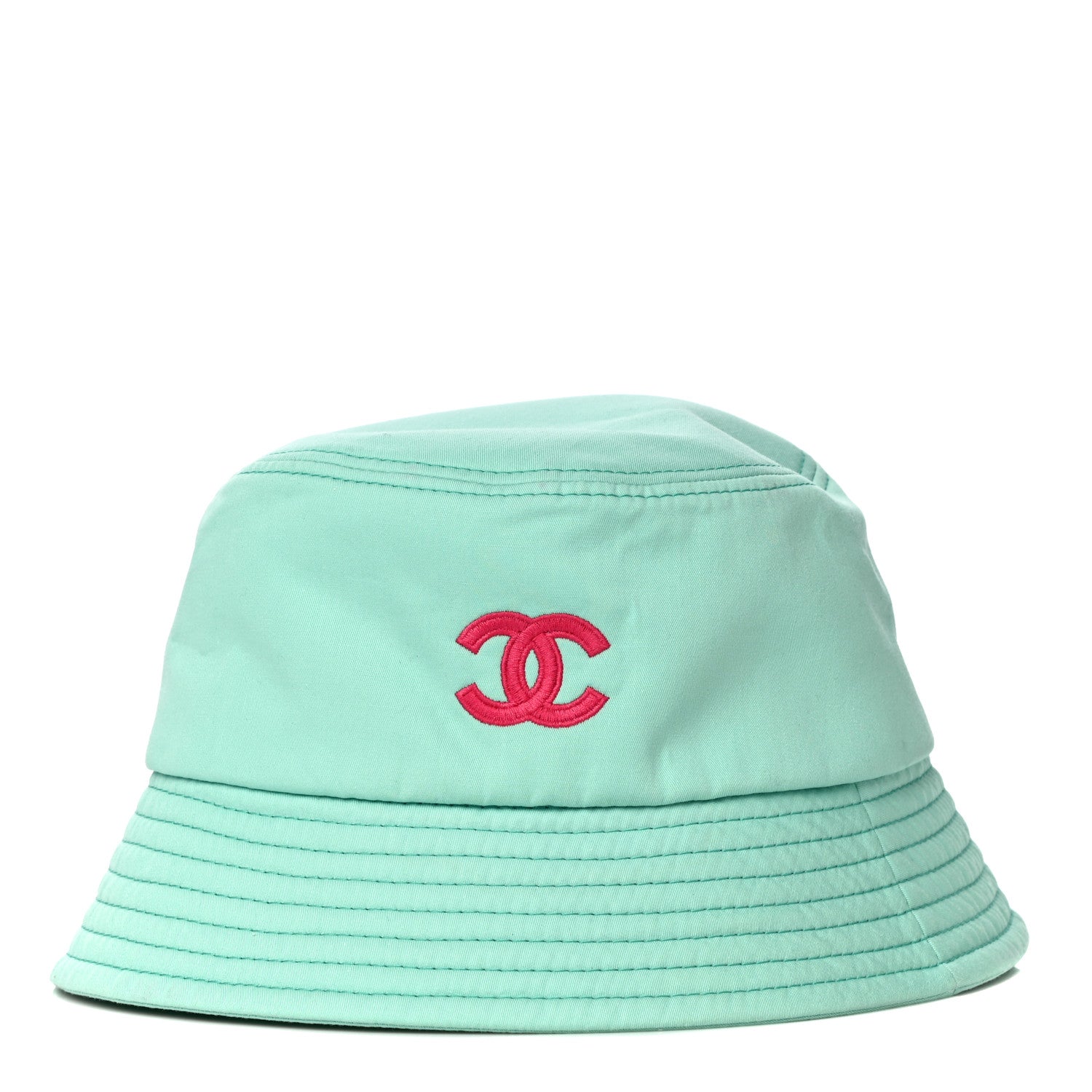 Chanel Cotton CC Cloche Bucket Hat S Turquoise Fuchsia 1 of 7