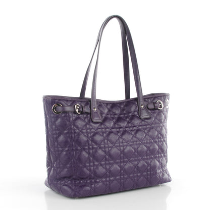 Christian Dior Coated Canvas Cannage Medium Panarea Tote Purple 2 of 11