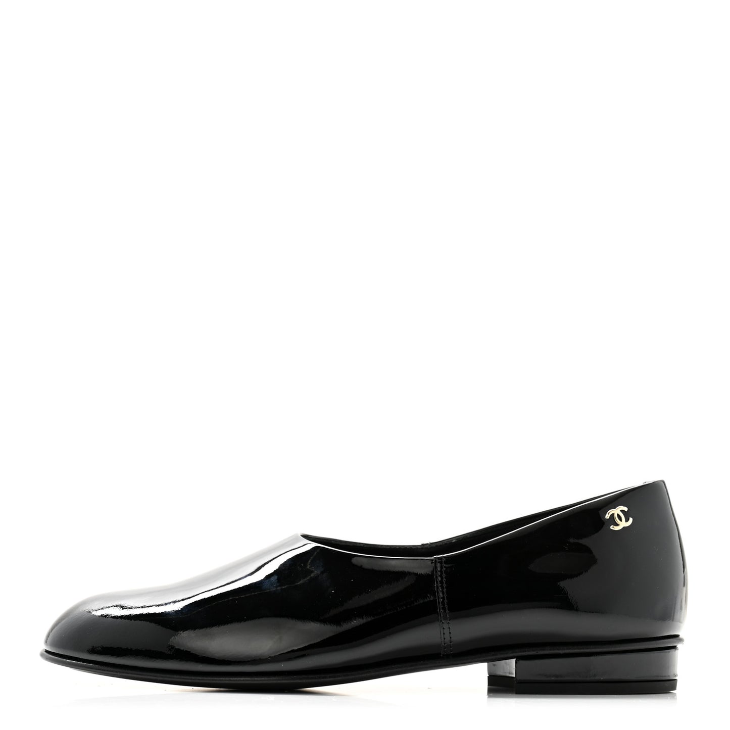 Patent Calfskin Moccasin Loafers 36.5 Black