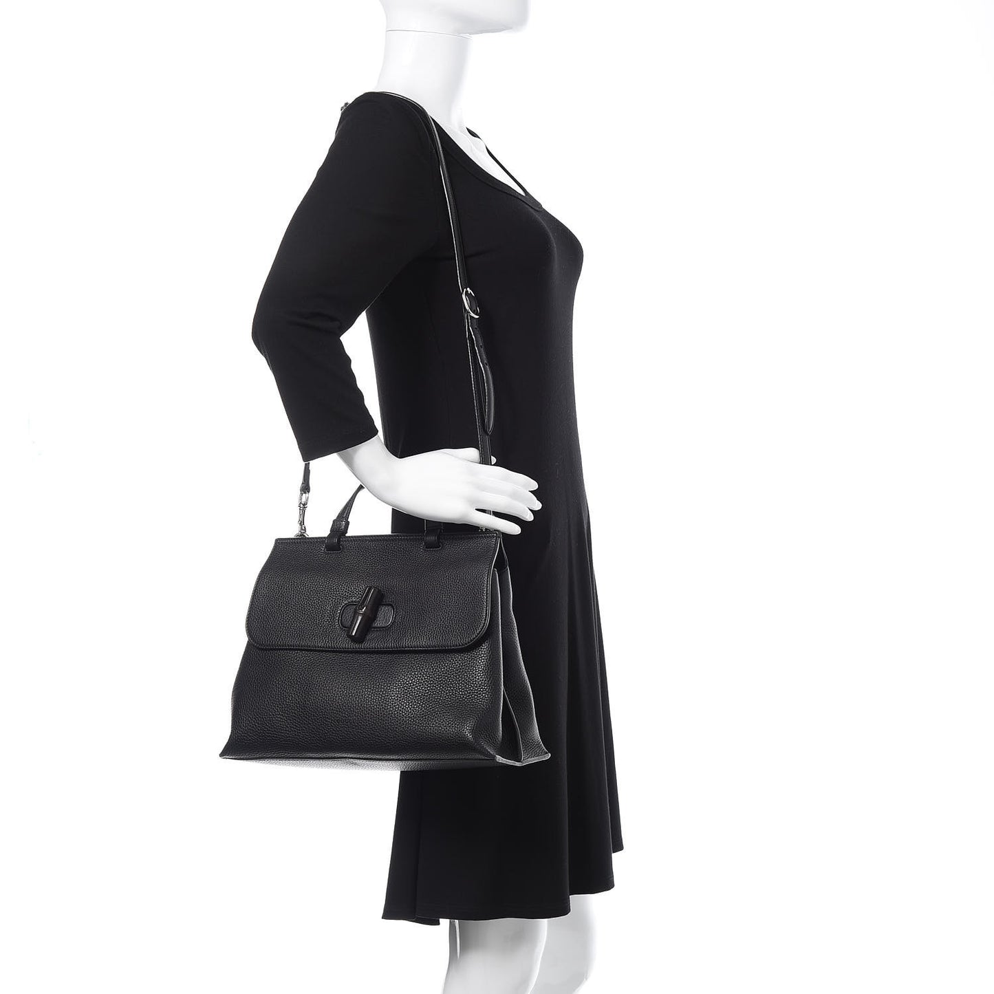 Cellarius Calfskin Medium Bamboo Daily Top Handle Bag Black
