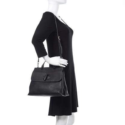 Gucci Cellarius Calfskin Medium Bamboo Daily Top Handle Bag Black 2 of 8