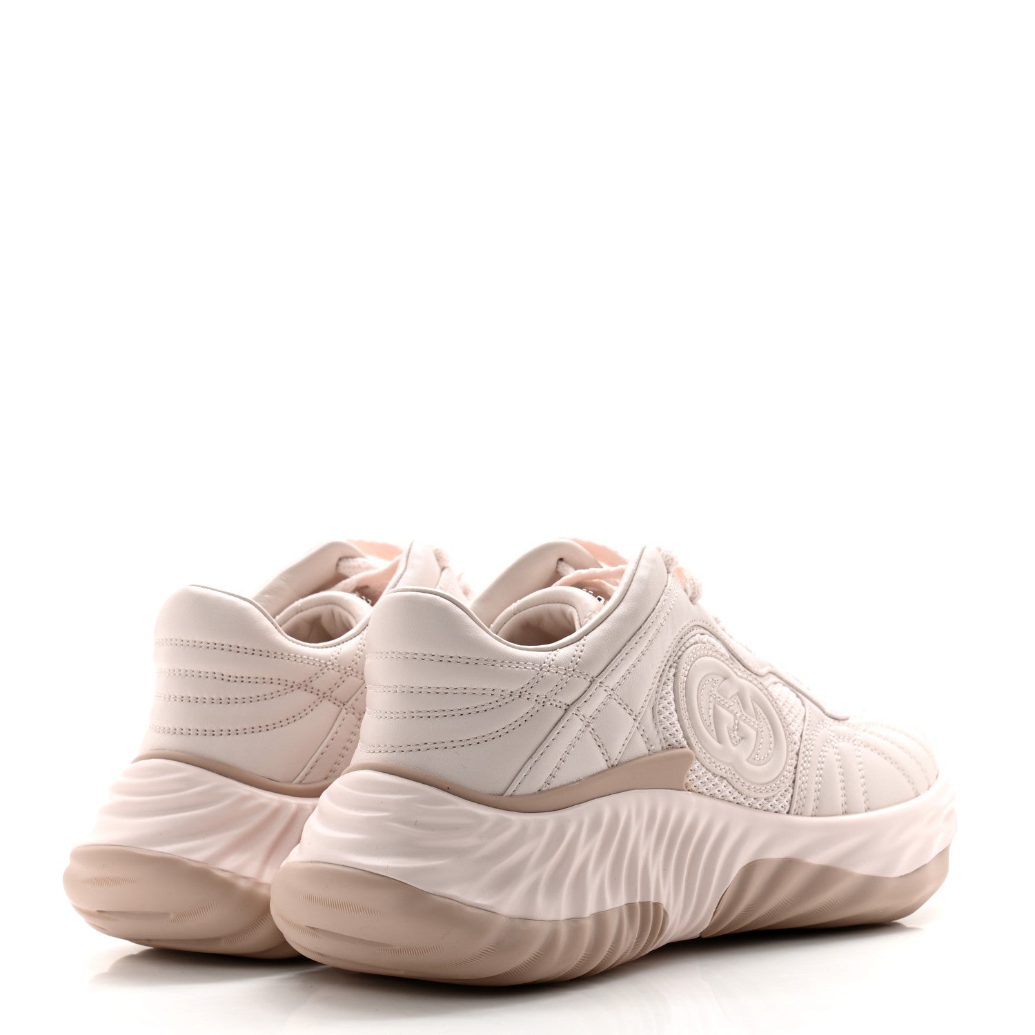 Gucci Calfskin Interlocking G Ripple Womens Platform Sneakers 36.5 Light Pink 4 of 8