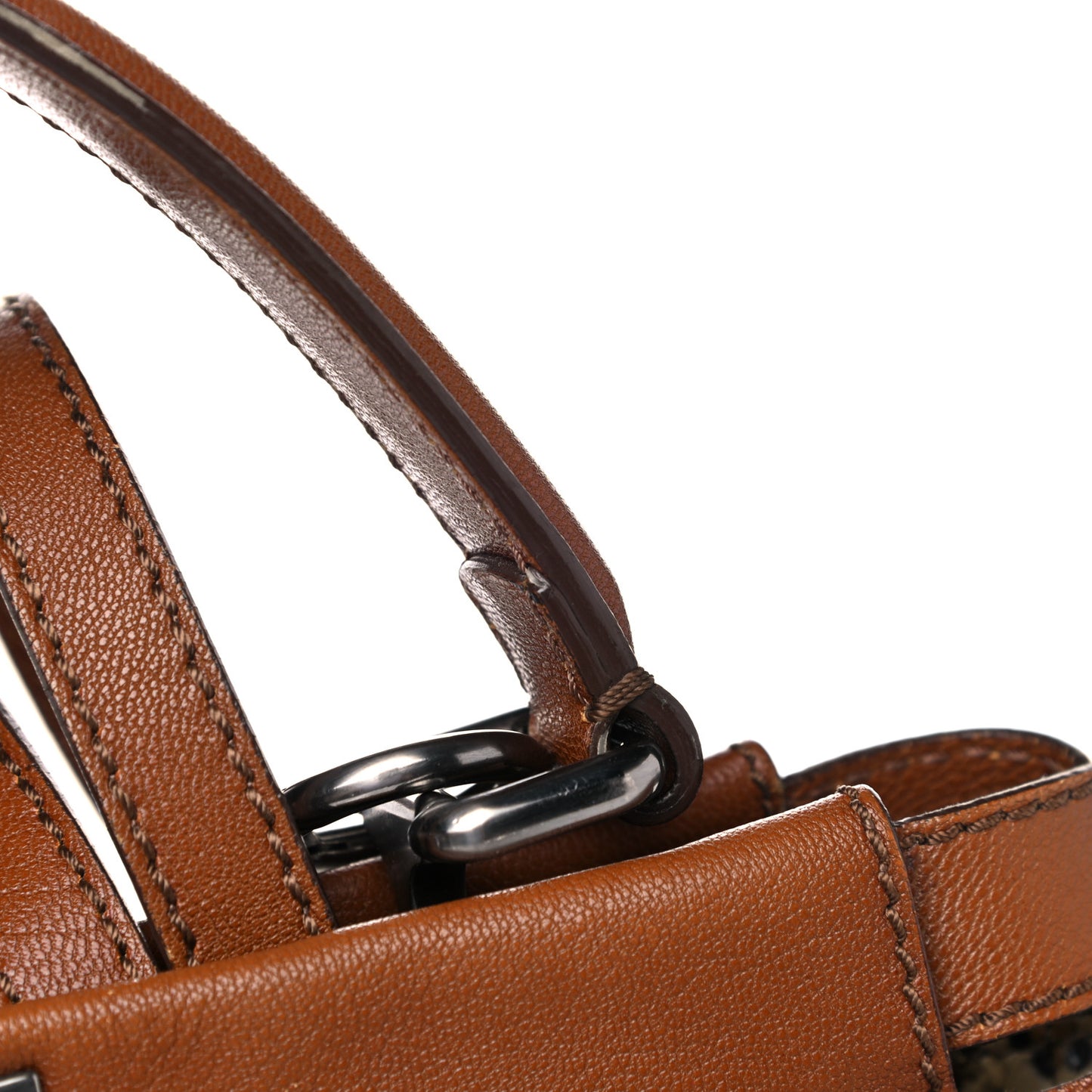 Goatskin Snakeskin Medium Peekaboo Iconic Satchel Brown
