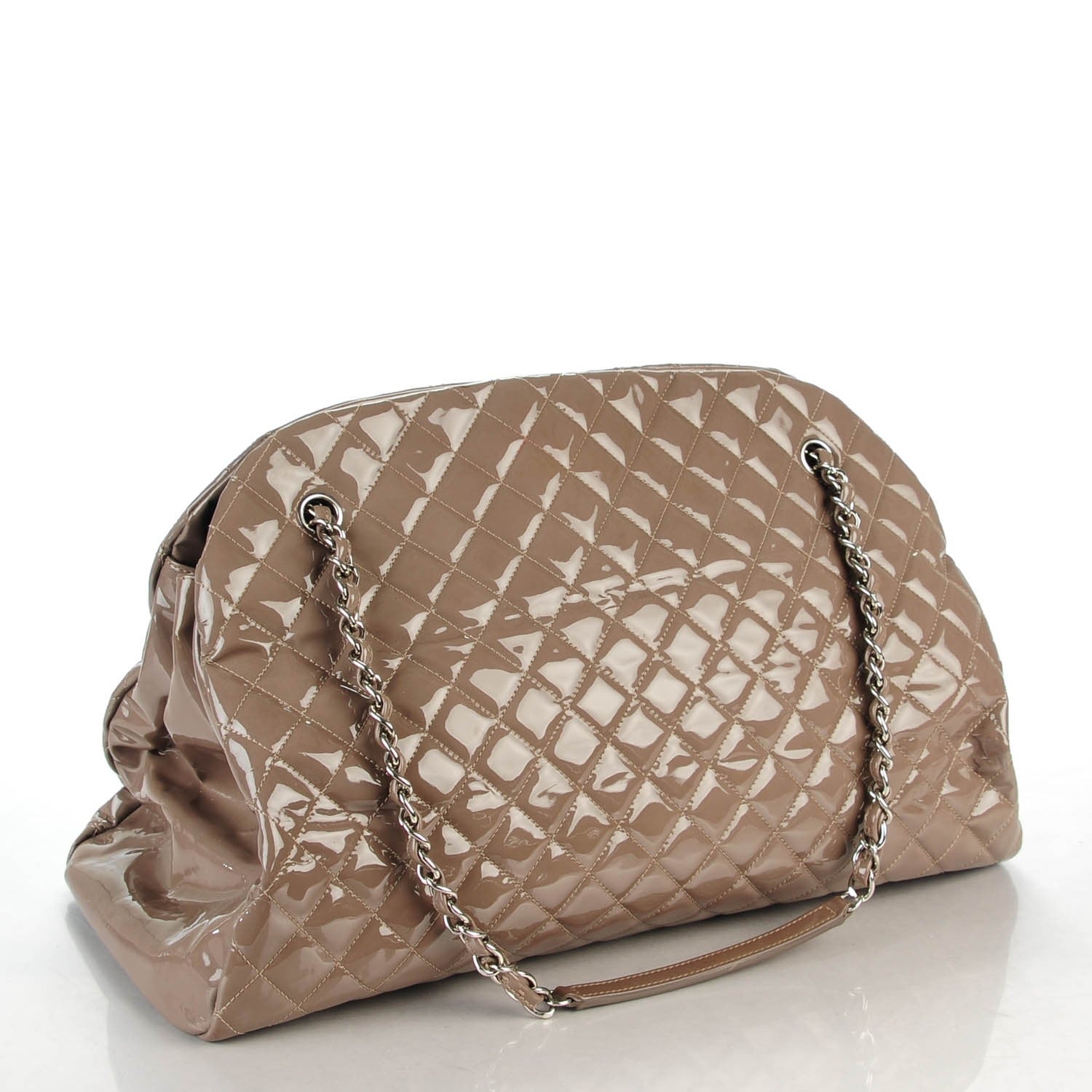 Chanel Patent Quilted Large Just Mademoiselle Bowling Bag Grey 3 of 10