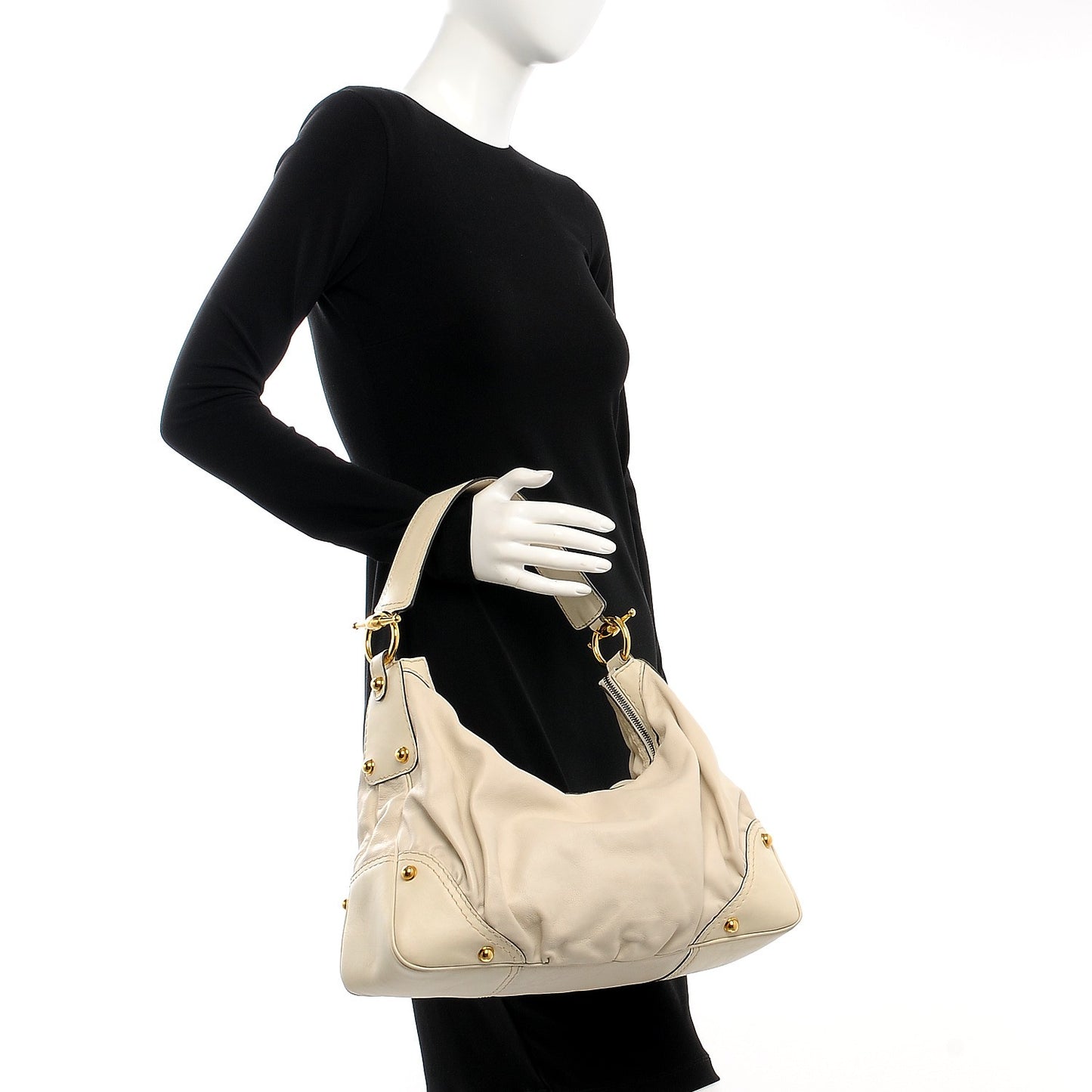 Calfskin Medium Jockey Hobo Off White