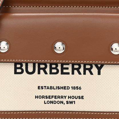 Burberry Smooth Calfskin Canvas Horseferry Print Mini Title Bag with Pocket Natural Malt Brown 9 of 11