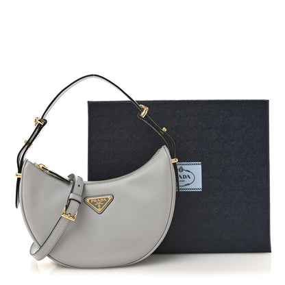 Prada Soft Calfskin Arque Shoulder Bag Ardesia 12 of 12