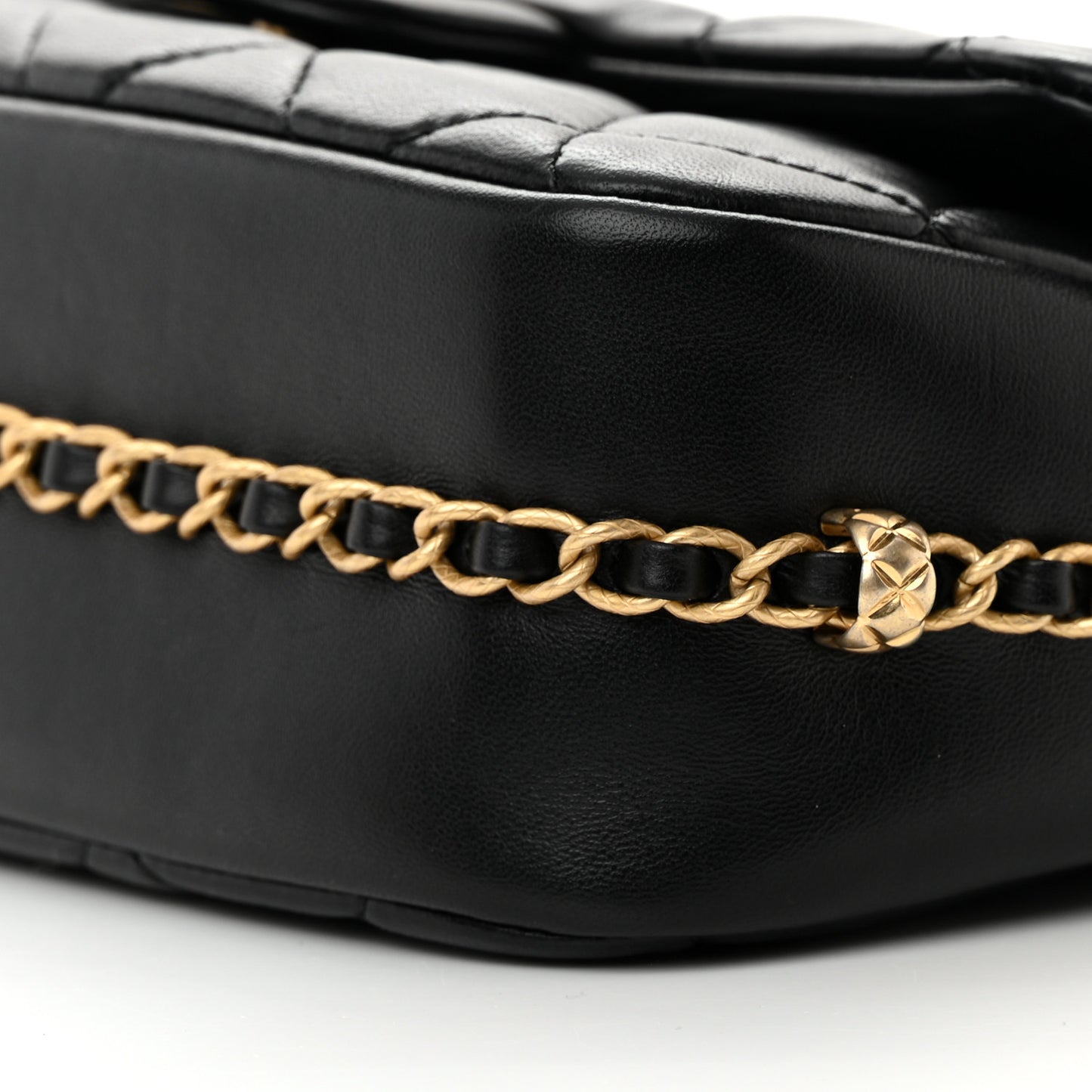 Lambskin Quilted Large CC Chain Flap Black