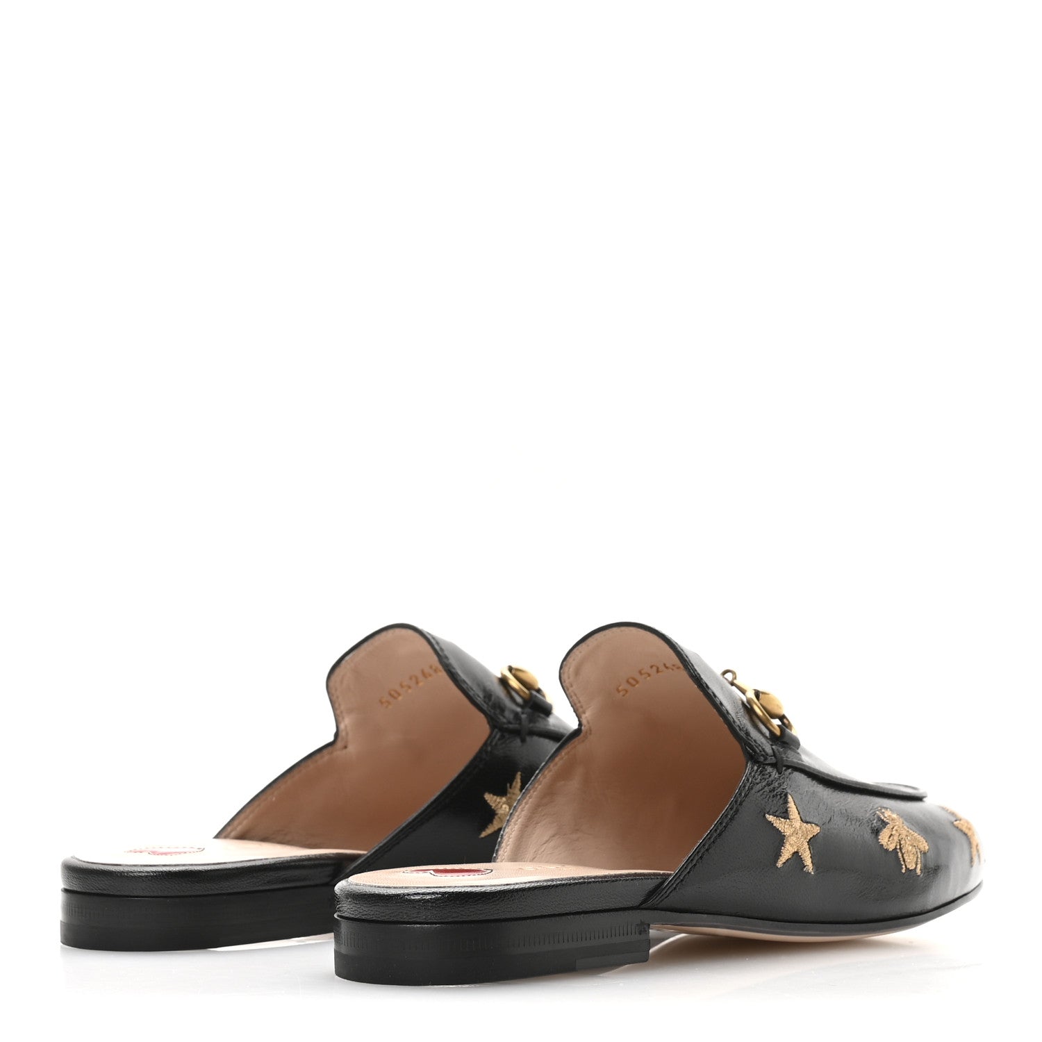Gucci Goatskin Bee Star Embroidered Womens Princetown Slippers 35.5 Black 5 of 9