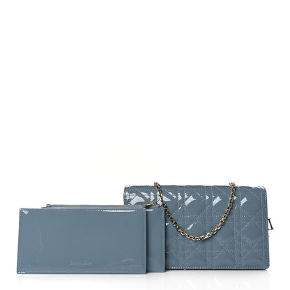 Christian Dior Patent Cannage Lady Dior Convertible Clutch Cloud Blue 1 of 9