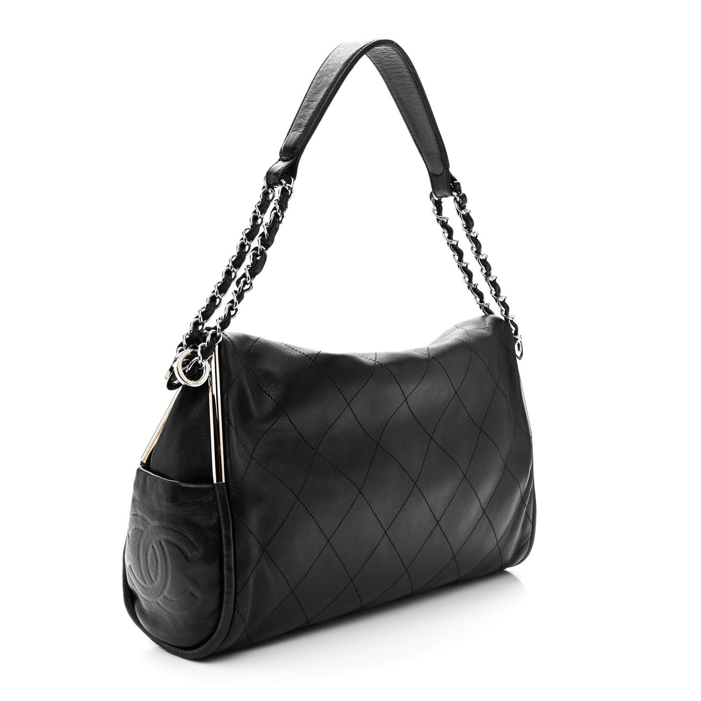 Lambskin Stitched Medium Ultimate Soft Tote Black