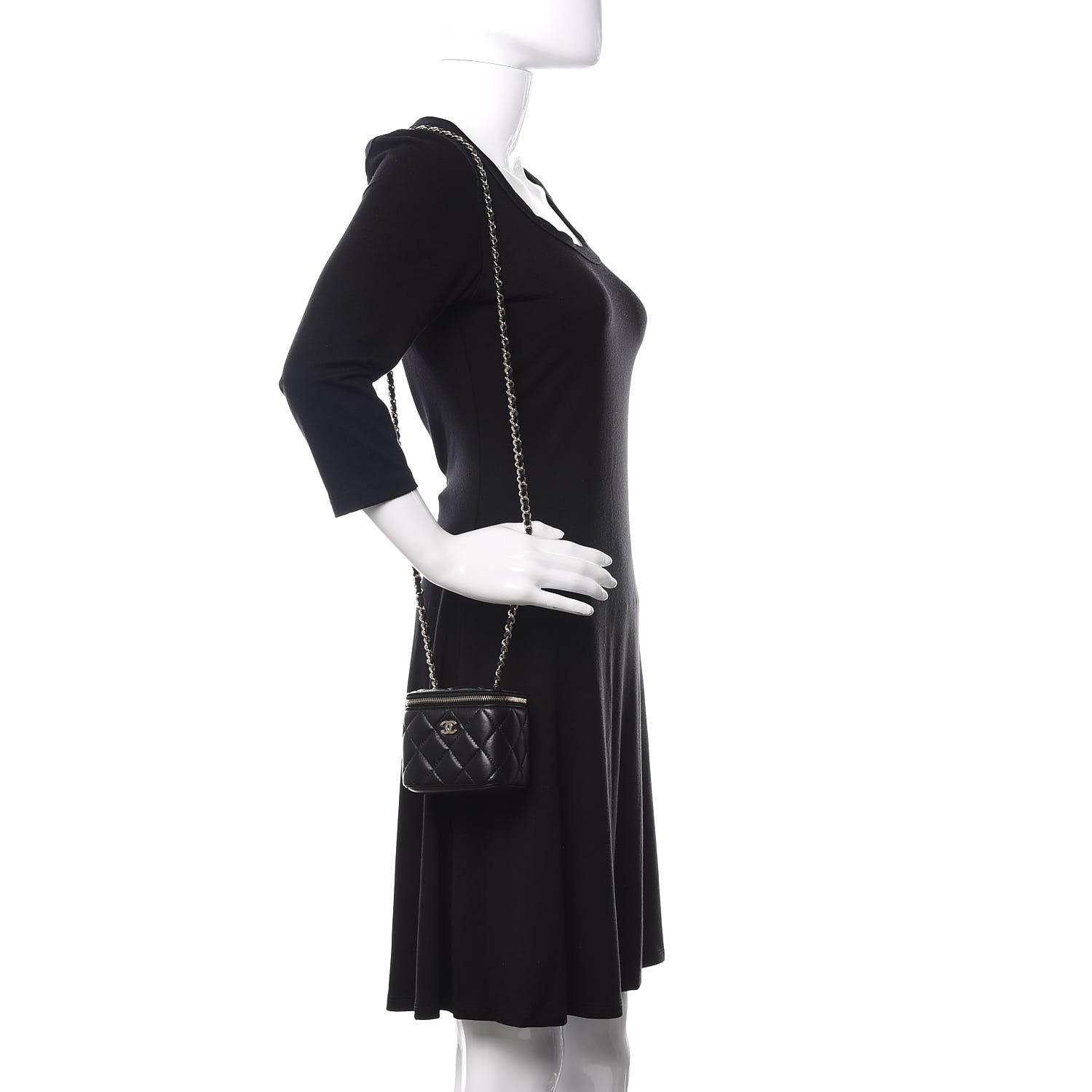 Chanel Lambskin Quilted Mini Vanity Case With Chain Black 2 of 10