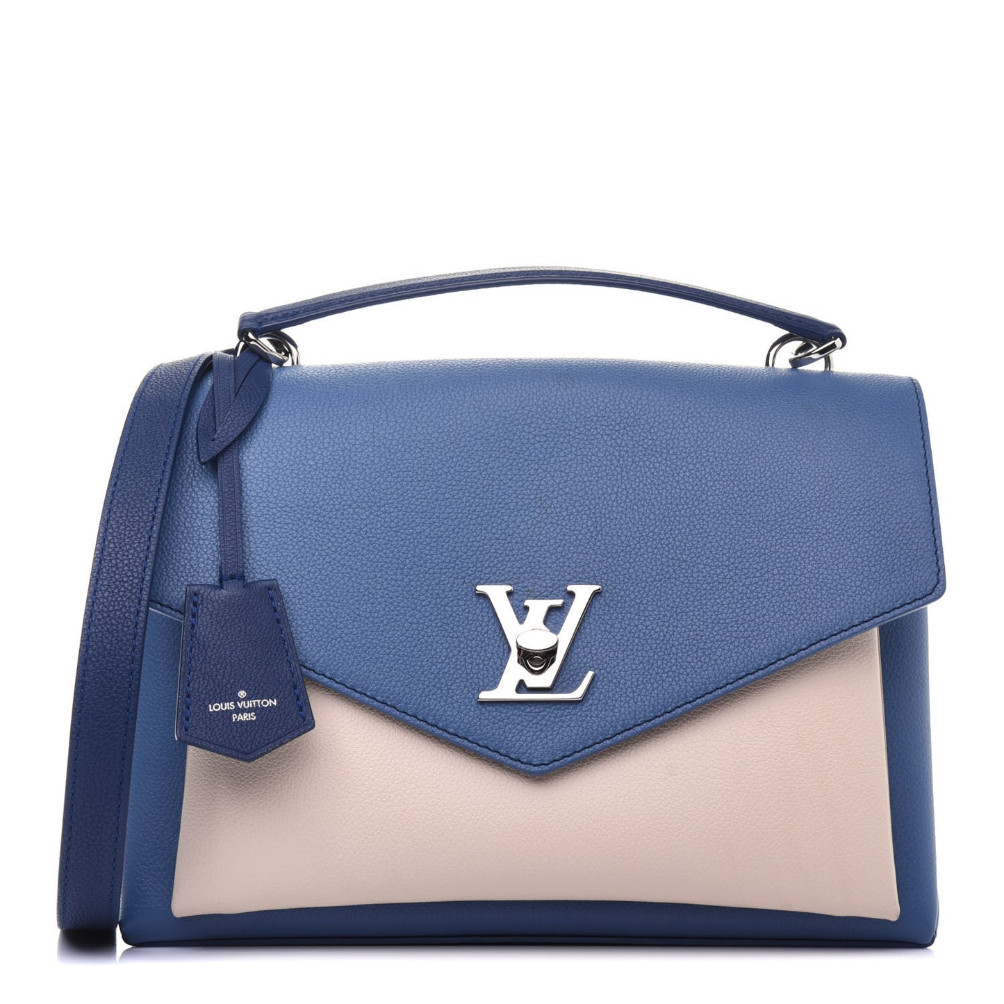 Soft Calfskin My Lockme Top Handle Blue Jean Creme
