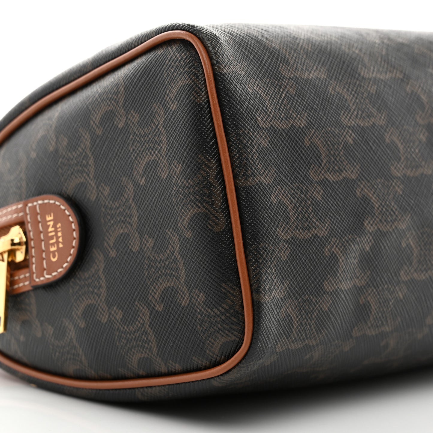 Triomphe Canvas Calfskin Small Boston Bag Tan