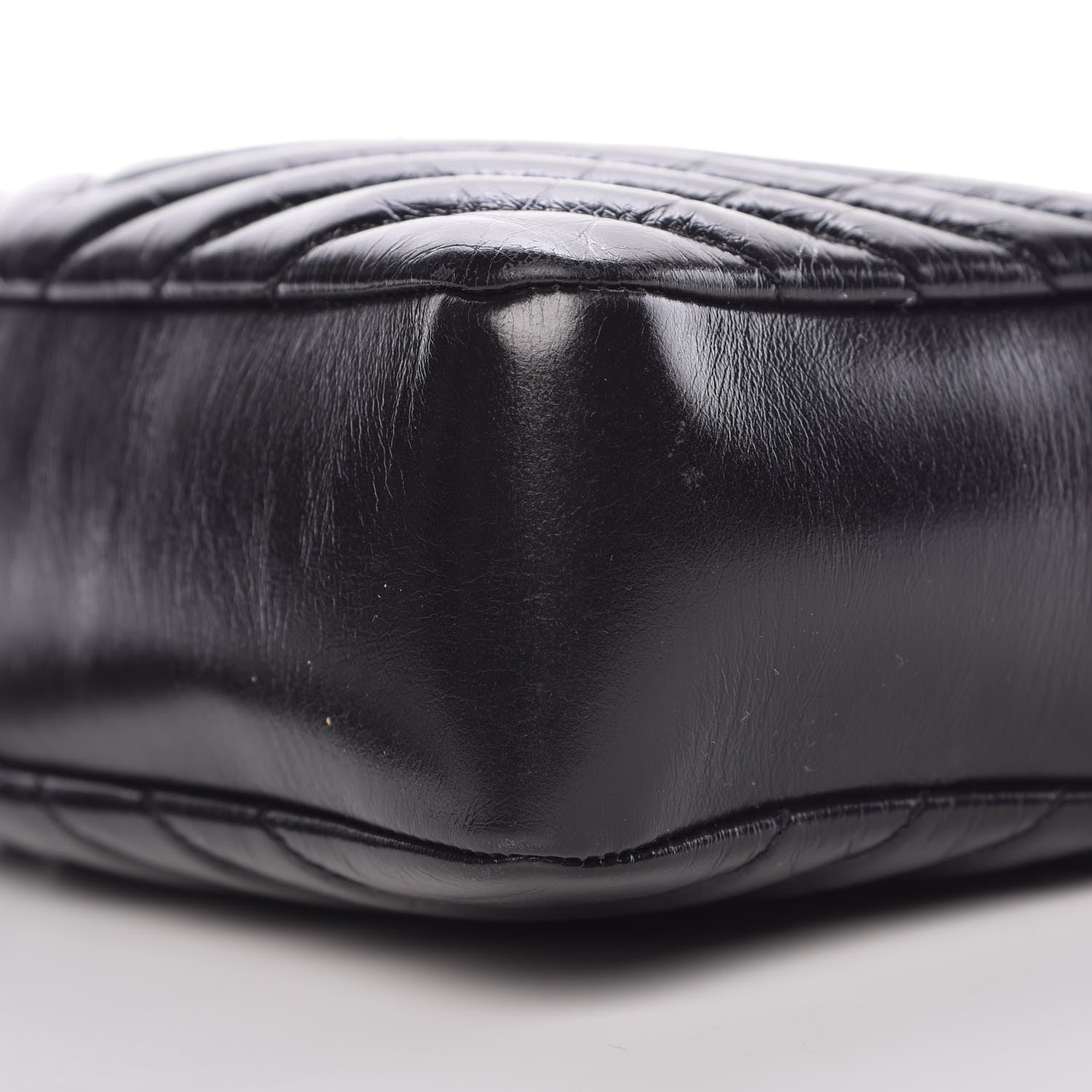 Saint Laurent Cracked Shiny Calfskin Matelasse Monogram Lou Camera Bag Black 9 of 9