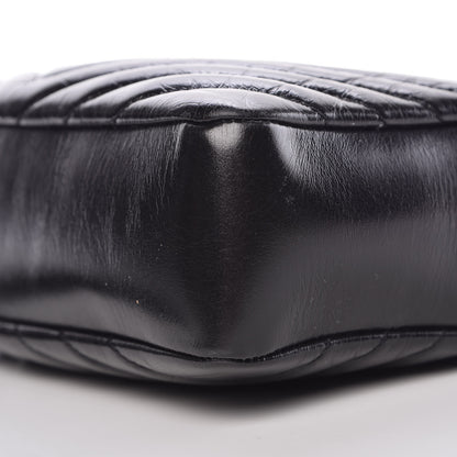 Saint Laurent Cracked Shiny Calfskin Matelasse Monogram Lou Camera Bag Black 9 of 9