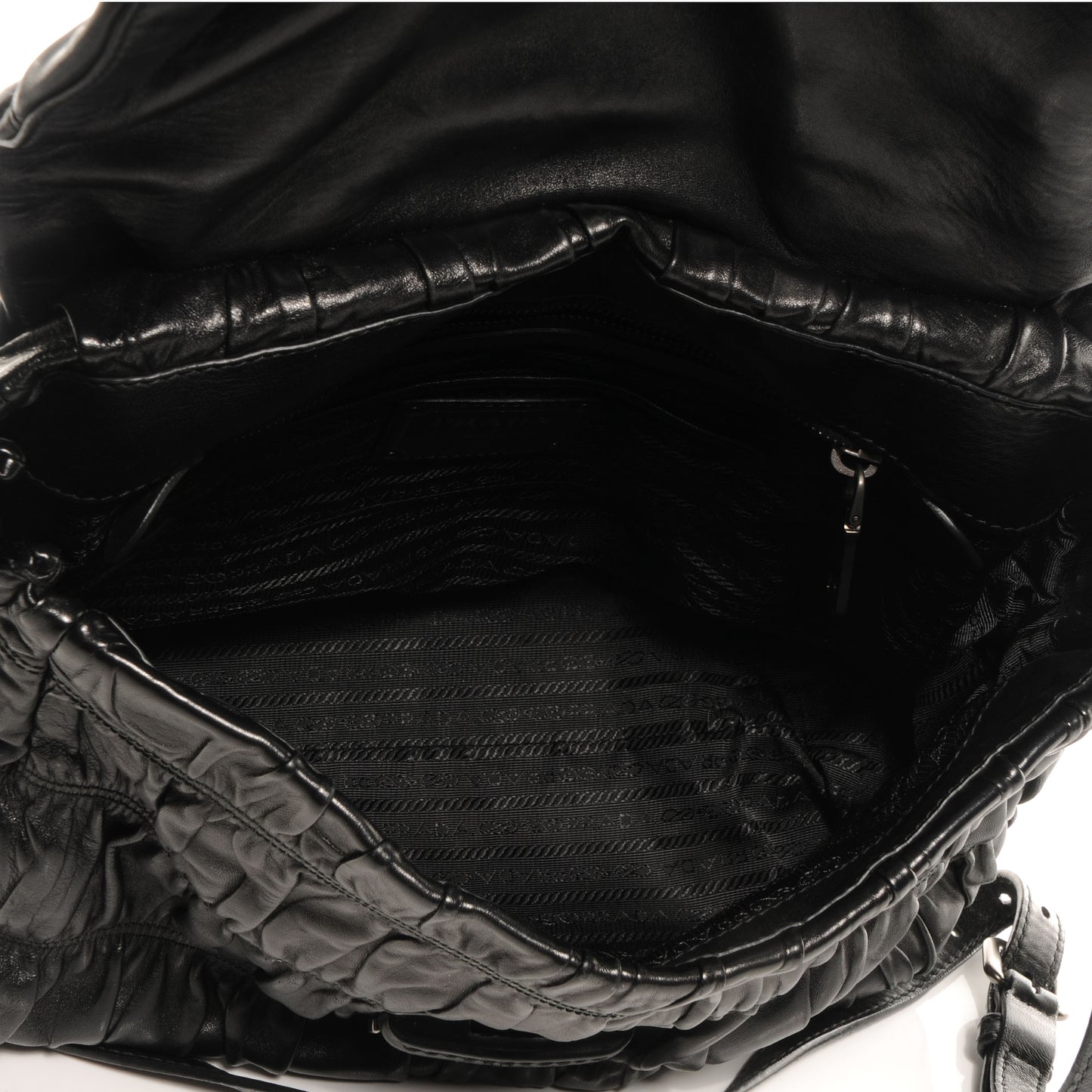 Nappa Gaufre Flap Bag Black
