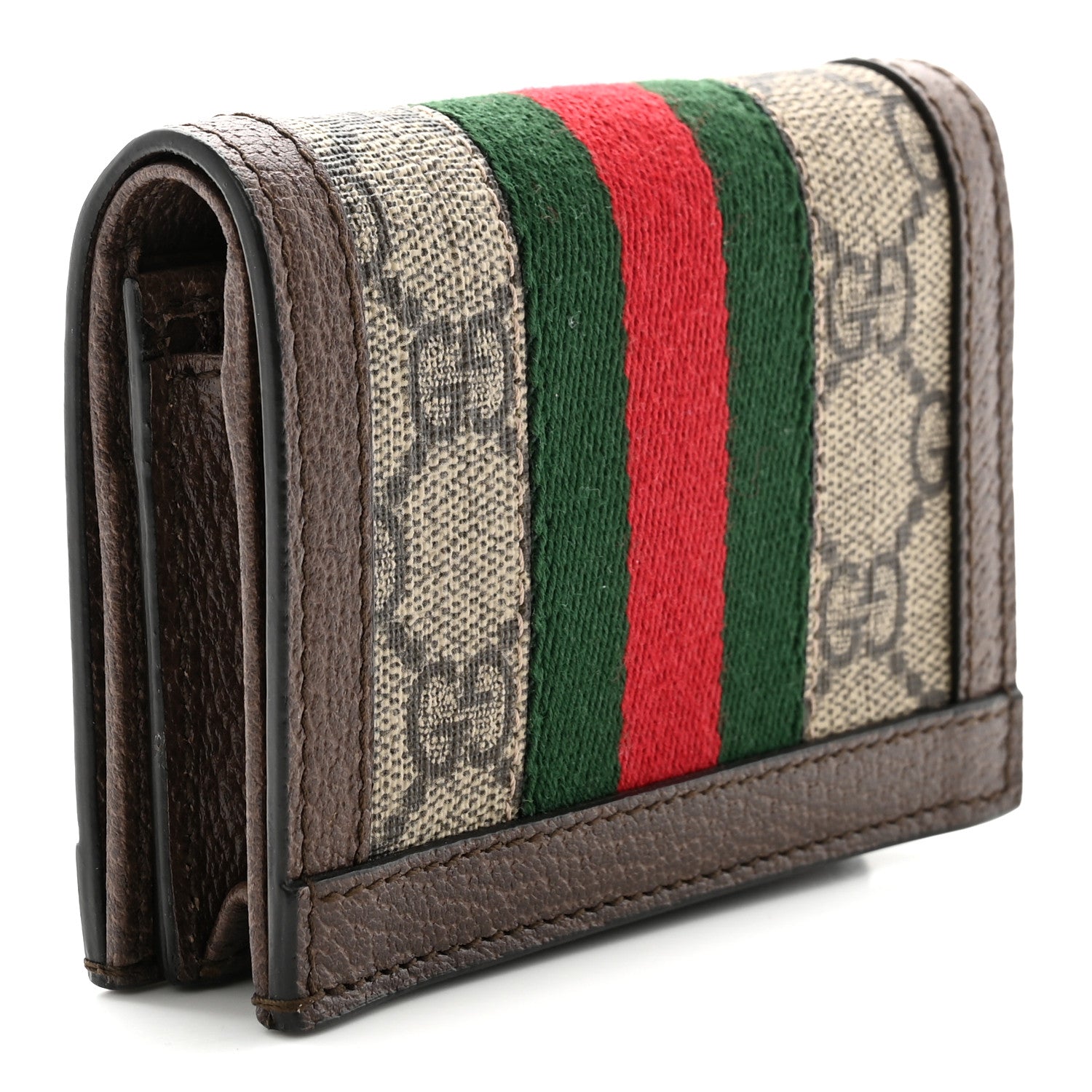 Gucci GG Supreme Monogram Web Ophidia Card Case Beige New Acero 3 of 6