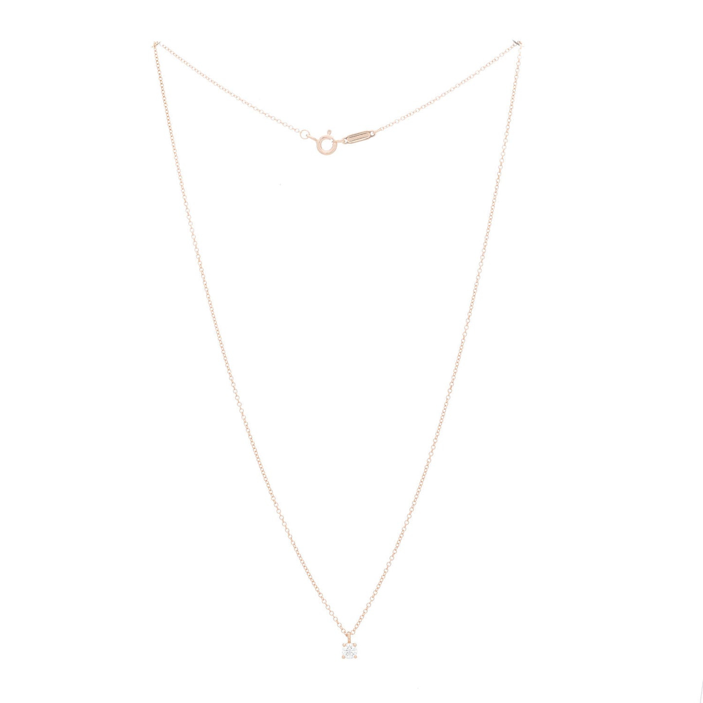 18K Rose Gold Diamond .17ct Solitaire Pendant Necklace