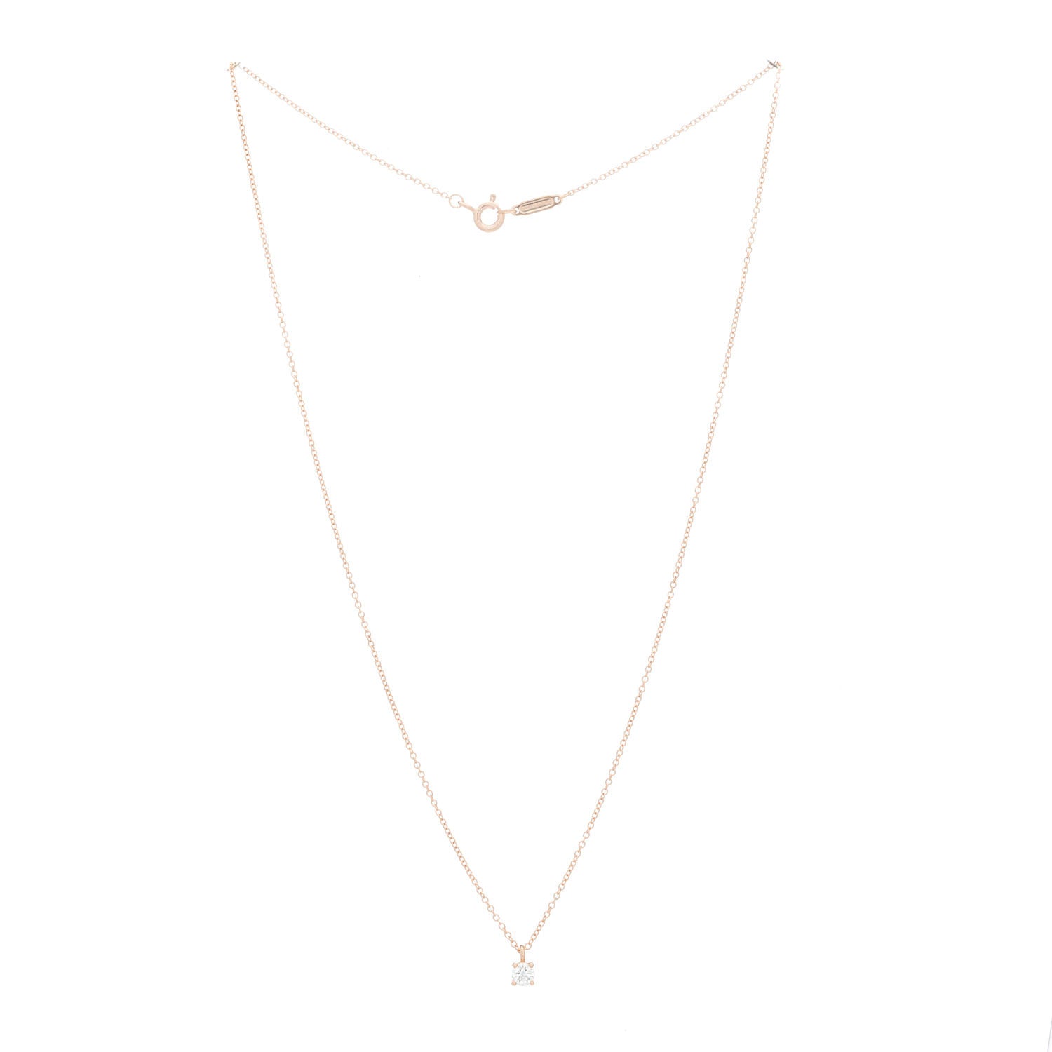 Tiffany 18K Rose Gold Diamond .17ct Solitaire Pendant Necklace 3 of 6