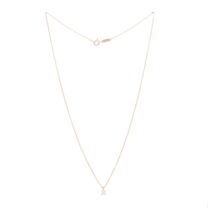 Tiffany 18K Rose Gold Diamond .17ct Solitaire Pendant Necklace 3 of 6