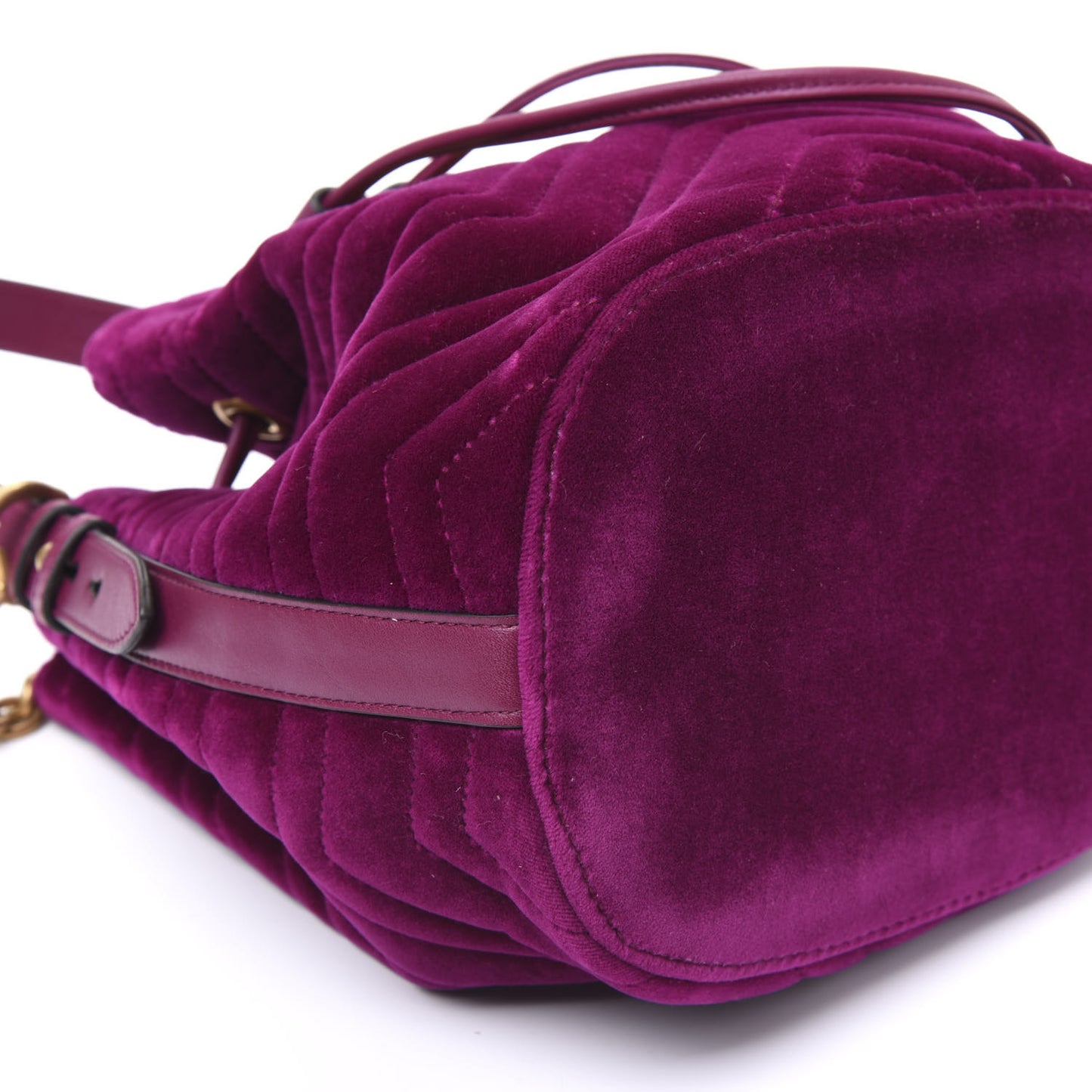 Velvet Matelasse GG Marmont Bucket Bag Fuchsia Violet Cyclamen