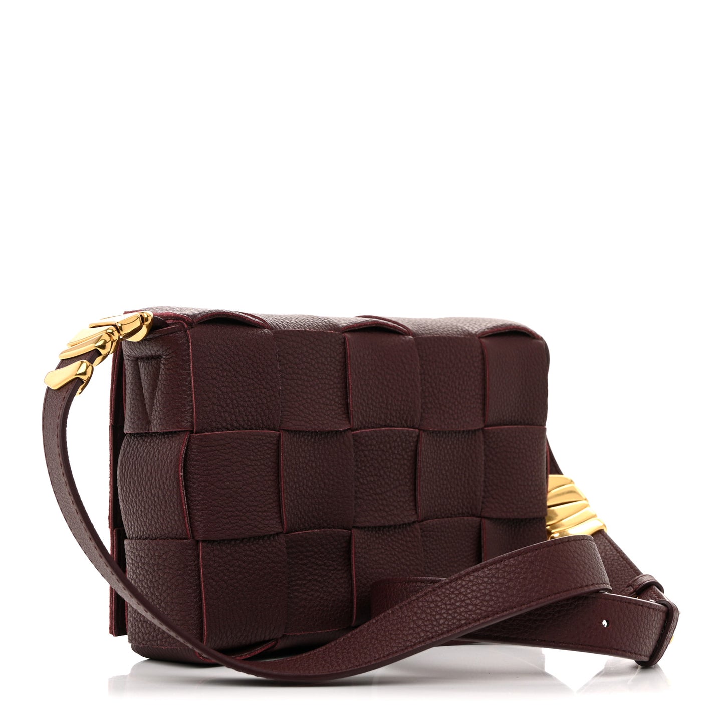 Grained Calfskin Maxi Intrecciato Cassette Crossbody Bag Bordeaux