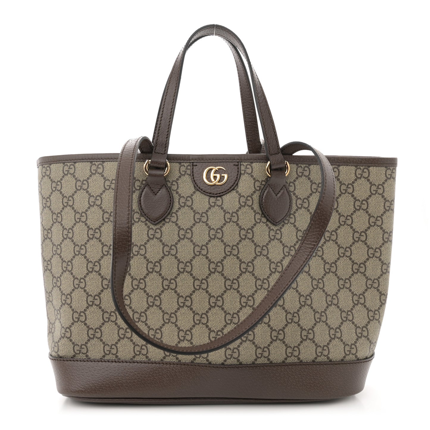 GG Supreme Monogram Textured Calfskin Small Ophidia Shoulder Tote Bag Beige Ebony New Acero