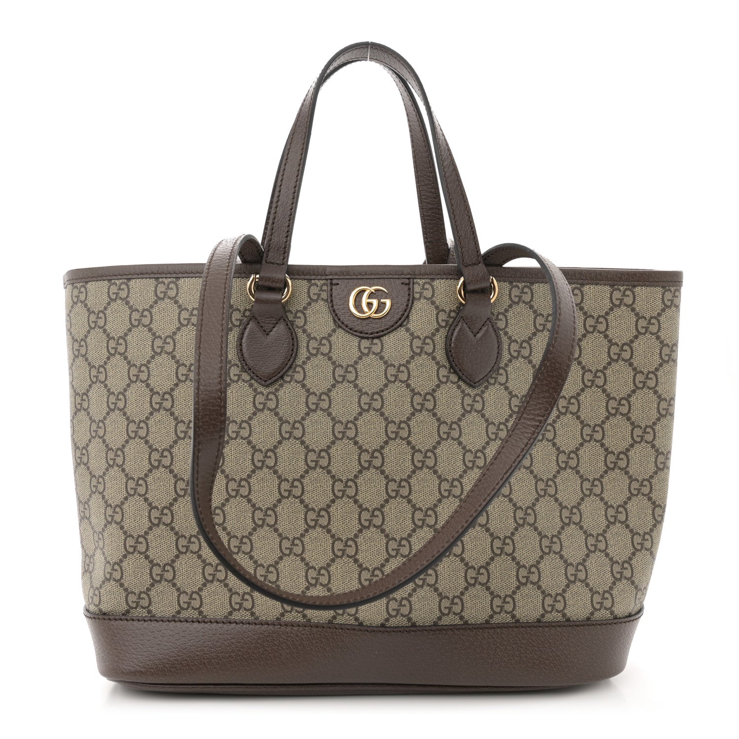 Gucci GG Supreme Monogram Textured Calfskin Small Ophidia Shoulder Tote Bag Beige Ebony New Acero 1 of 11