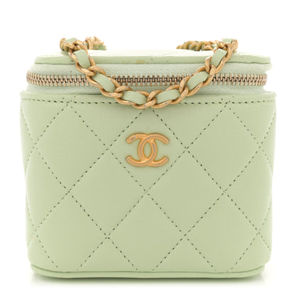 Chanel Lambskin Quilted Pearl Crush Mini Vanity Case With Chain Light Green 1 of 11
