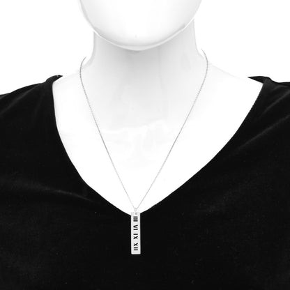 Tiffany Sterling Silver Atlas Bar Pendant Necklace 2 of 4