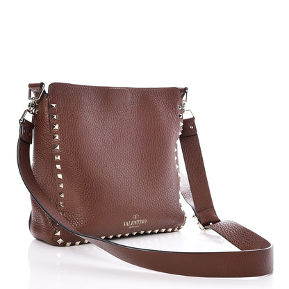 Valentino Garavani Pebbled Calfskin Small Rockstud Flip-Lock Messenger Bag Light Brown 3 of 7