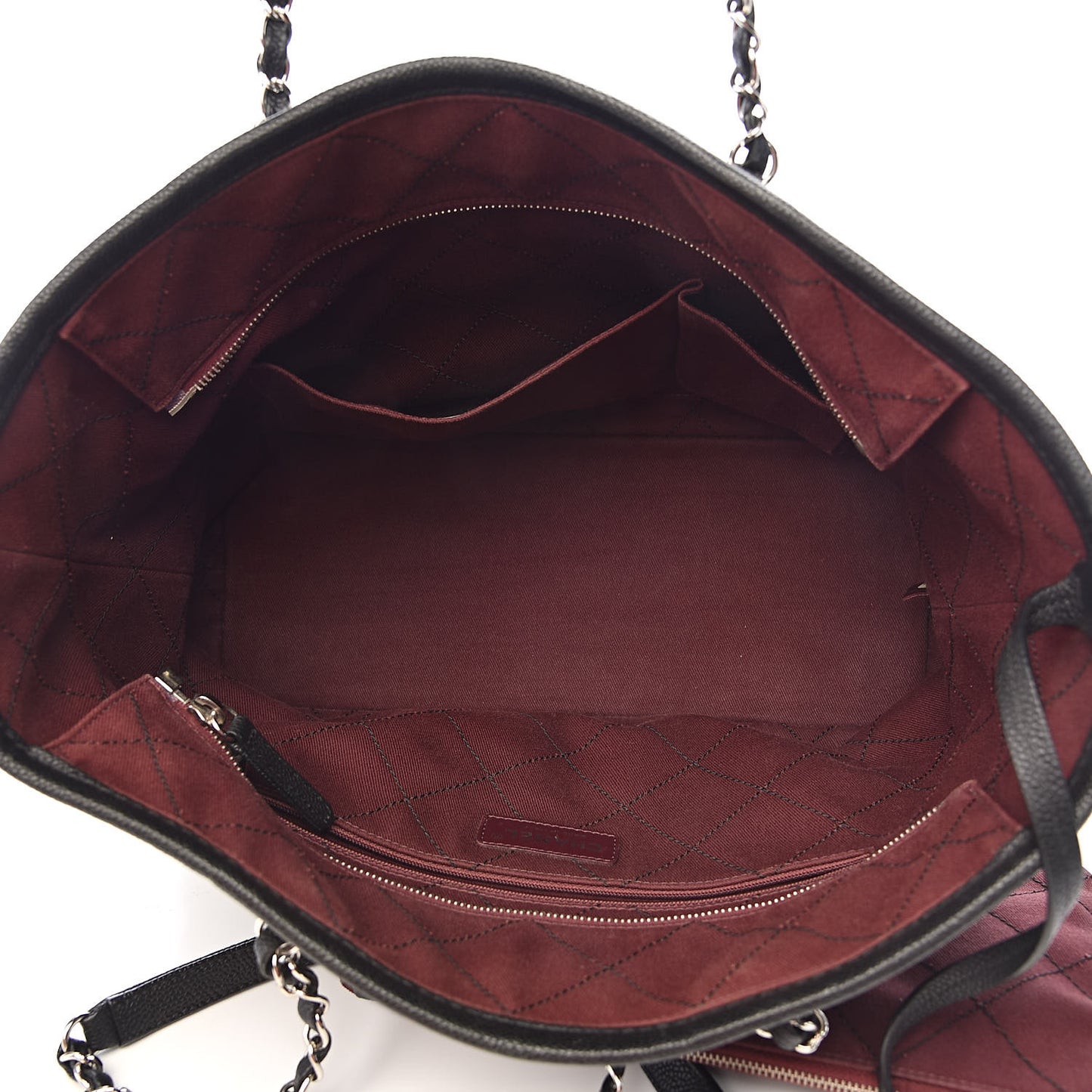 Grained Calfskin Quilted Small Daily Shopping Tote Black