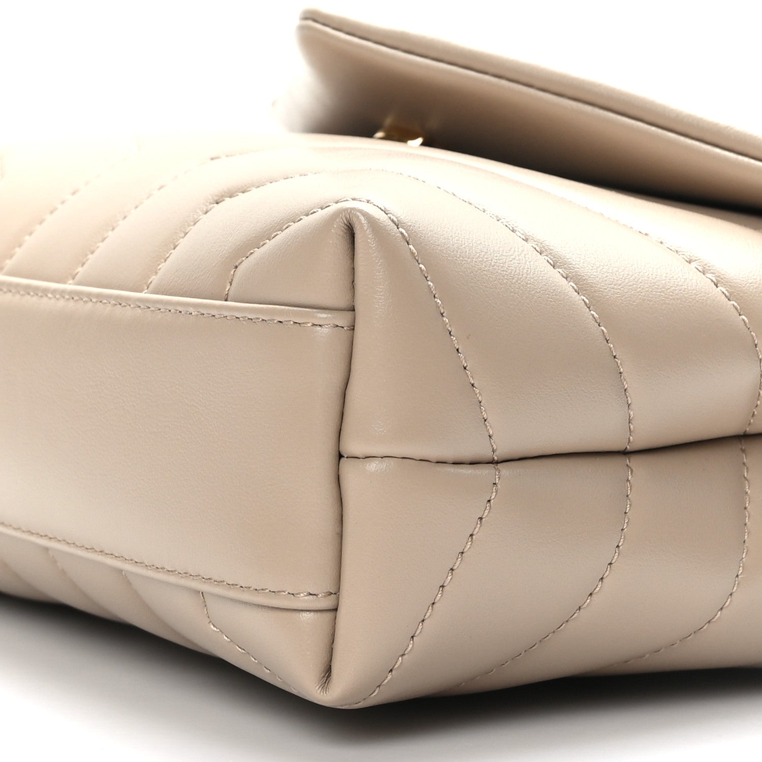 Saint Laurent Calfskin Y Quilted Monogram Toy Loulou Crossbody Bag Dark Beige 7 of 9