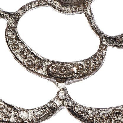 Chanel Pearl Crystal CC Camellia Brooch Light Gold 3 of 6