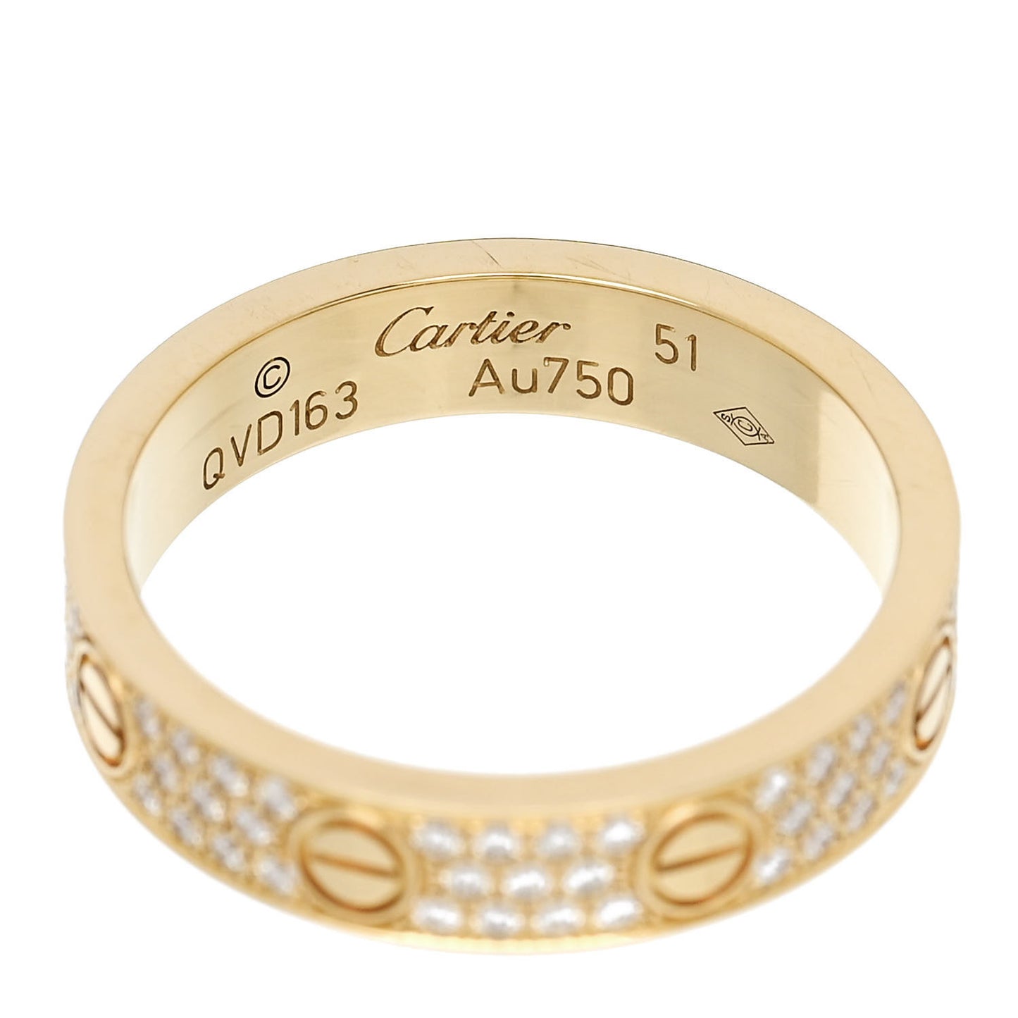 18K Yellow Gold Diamond 4mm LOVE Wedding Paved Band Ring 51 5.75