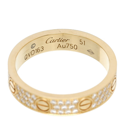 Cartier 18K Yellow Gold Diamond 4mm LOVE Wedding Paved Band Ring 51 5.75 4 of 5