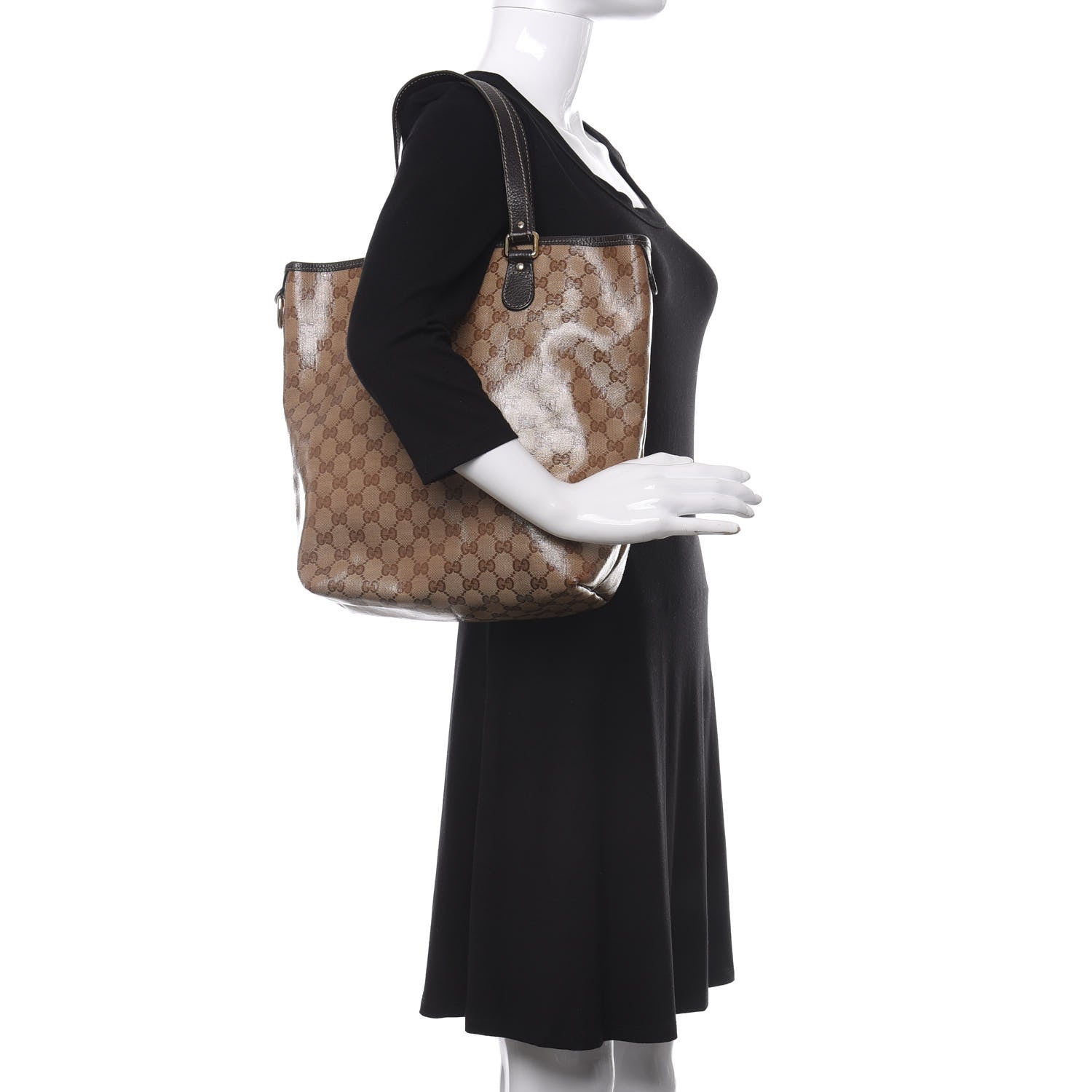 Gucci Crystal Monogram Joy Tote Dark Brown 2 of 13