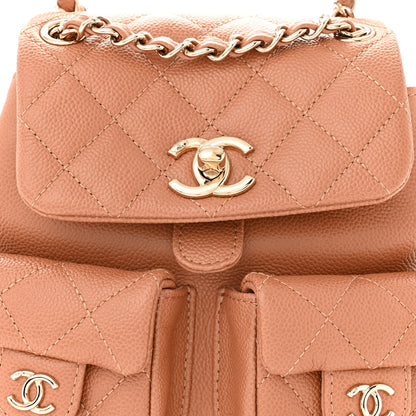 Chanel Shiny Caviar Quilted Small Duma Pockets Drawstring Backpack Dark Beige 8 of 10