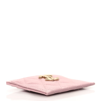 Chanel Caviar Quilted Studded CC Card Holder Light Pink 4 of 10