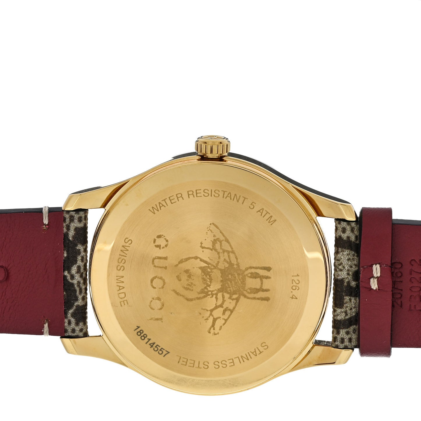Stainless Steel Canvas 38mm G-Timeless Supreme GG Blooms Quartz Watch Brown